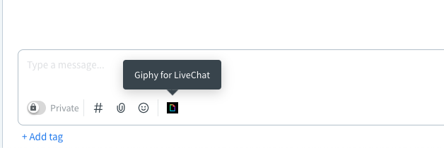 Picture of Giphy for LiveChat in the message box